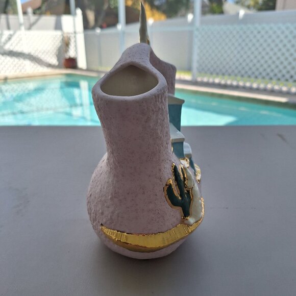 VINTAGE INDIAN WEDDING PITCHER POTTERY VASE HOWLING COYOTE HAND PAINTED - Picture 4 of 7